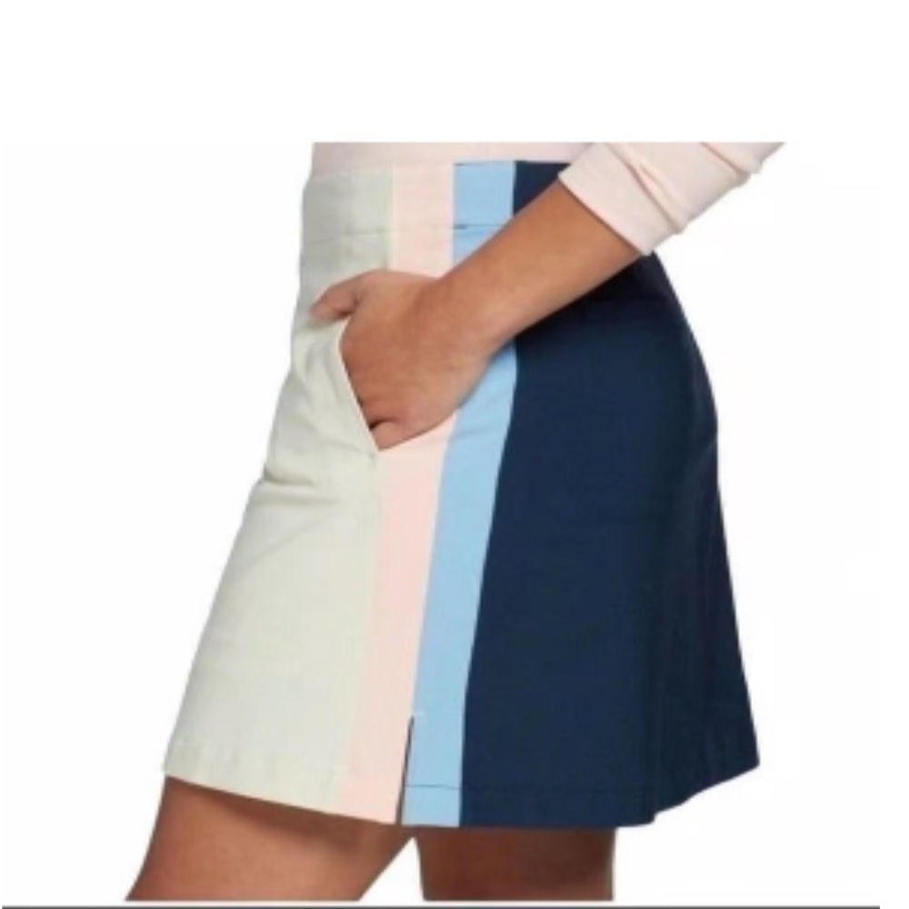 Lady Hagen Women's Khaki, Pink, Navy Blue Side Stripe Woven Golf Skort Size 2